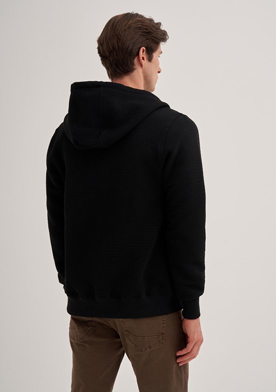 CAZADOR Siyah Erkek Fermuarlı Kapüşonlu Sweatshirt