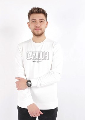 Cazador Beyaz Erkek 3 İplik Sweatshirt