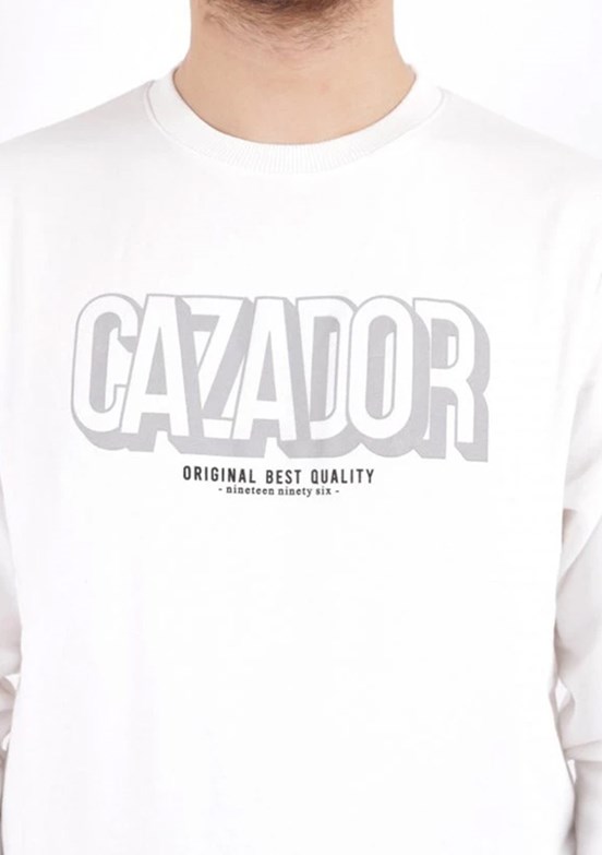 Cazador Beyaz Erkek 3 İplik Sweatshirt