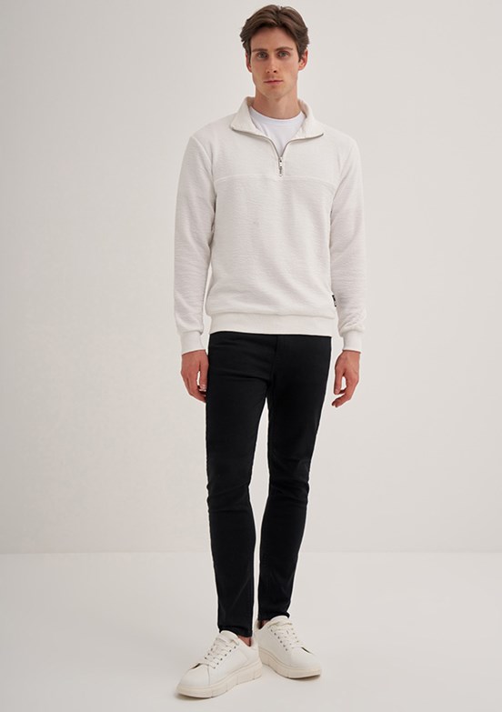 Cazador Beyaz Erkek Baskılı Sweatshirt