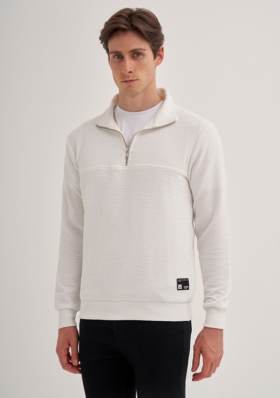 Cazador Beyaz Erkek Baskılı Sweatshirt