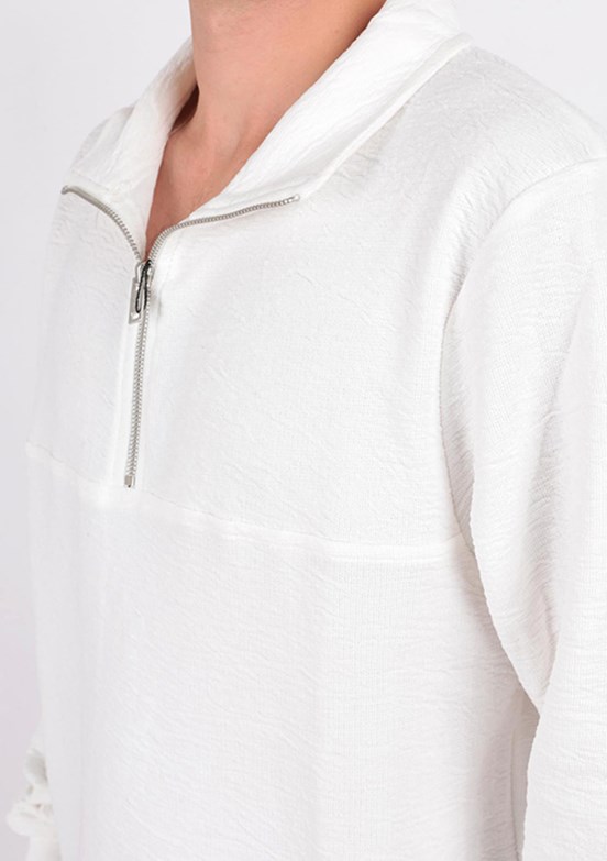 CAZADOR CAZ 5067 - 24KCEEO05067 Erkek Beyaz Baskılı Sweatshirt