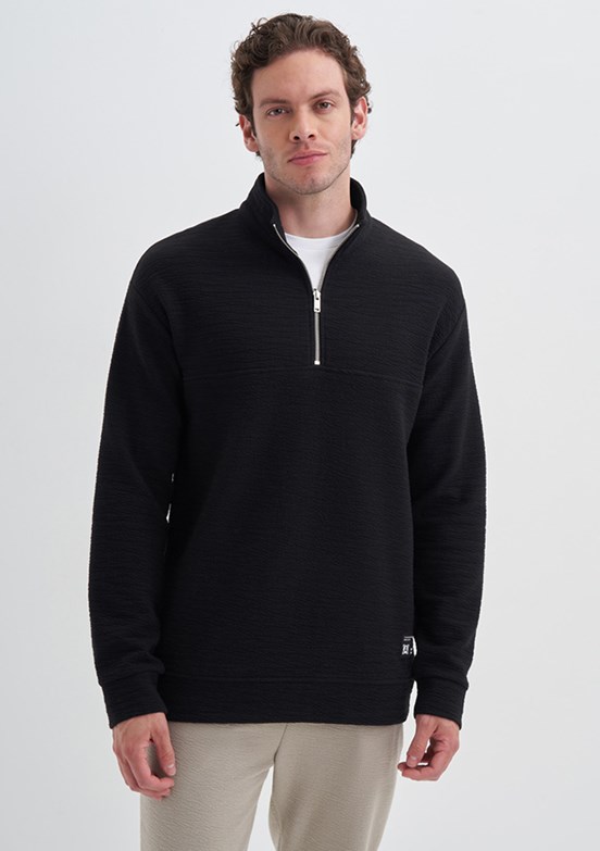 Cazador Siyah Erkek Baskılı Sweatshirt