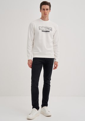 Cazador Beyaz Erkek Slim Sweatshirt