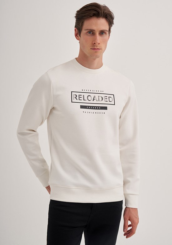 Cazador Beyaz Erkek Slim Sweatshirt