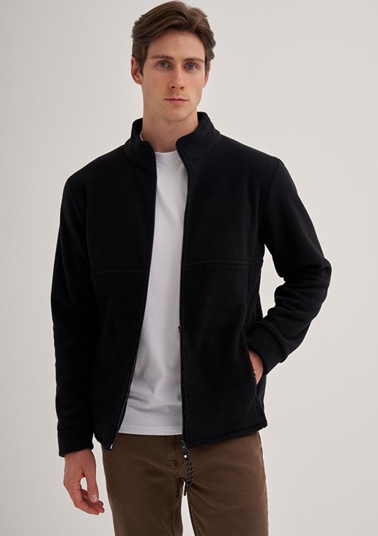 Cazador Siyah Erkek Polar Sweatshirt