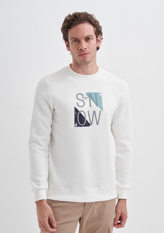 CAZADOR Caz 5138 Erkek Beyaz Sweatshirt