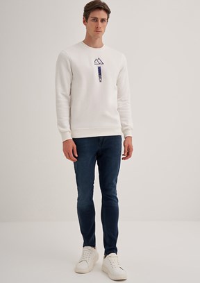 Cazador Beyaz Erkek 3 İplik Sweatshirt