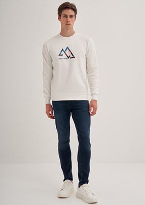 Cazador Beyaz Erkek 3 İplik Sweatshirt