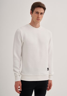 Cazador Beyaz Erkek Slim Sweatshirt