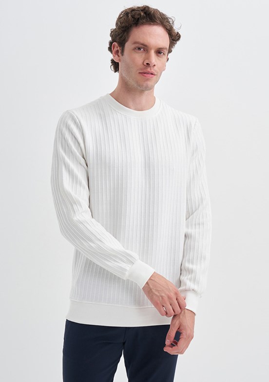 Cazador Beyaz Erkek Slim Sweatshirt