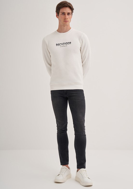 Cazador Beyaz Erkek 3 İplik Sweatshirt