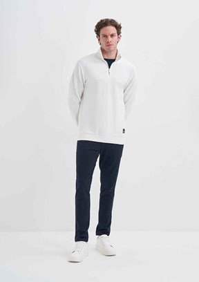 CAZADOR Beyaz Erkek Slim Sweatshirt