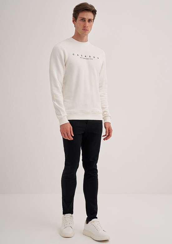 Cazador Beyaz Erkek 3 İplik Sweatshirt