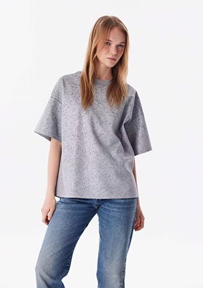 Twist Gri Kadın Basic T-Shirt