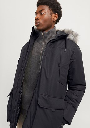 JACK JONES Siyah Erkek Parka Mont