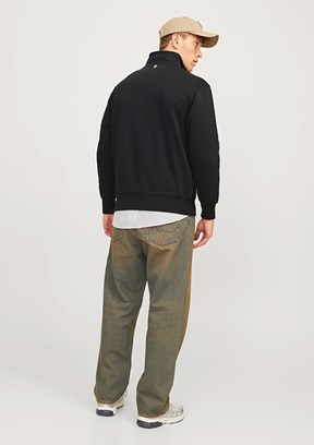 JACK JONES Siyah Erkek Baskılı Sweatshirt