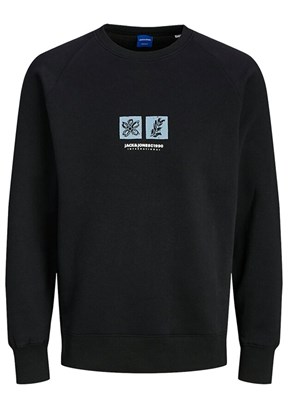 JACK JONES Siyah Erkek Bisiklet Yaka Sweatshirt