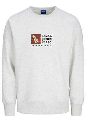 JACK JONES Beyaz Erkek Bisiklet Yaka Sweatshirt