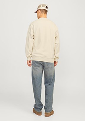 JACK JONES Bej Erkek Bisiklet Yaka Sweatshirt