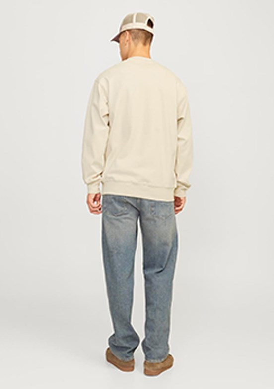 JACK JONES Bej Erkek Bisiklet Yaka Sweatshirt