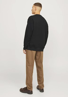 JACK JONES Siyah Erkek Bisiklet Yaka Sweatshirt