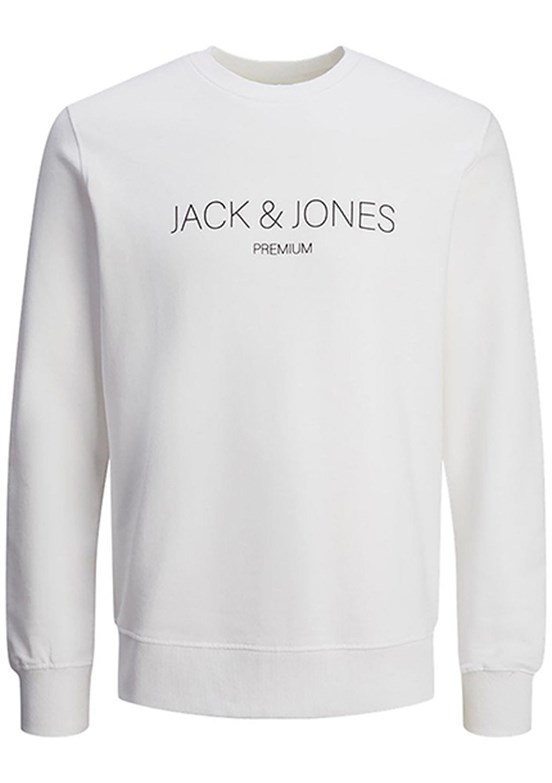 JACK JONES Beyaz Erkek Bisiklet Yaka Sweatshirt