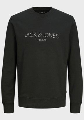 JACK JONES Siyah Erkek Bisiklet Yaka Sweatshirt