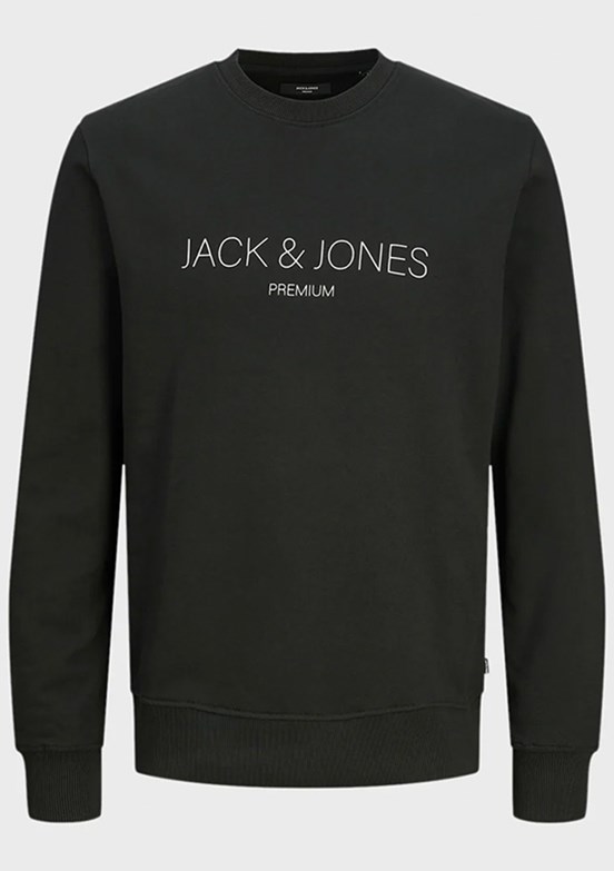 JACK JONES Siyah Erkek Bisiklet Yaka Sweatshirt