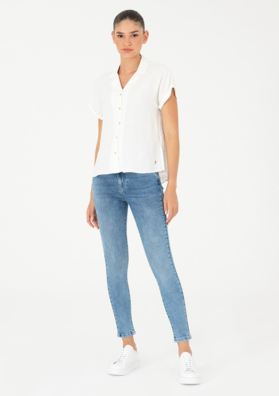 Pierre Cardin Mavi Kadın Slim Jean Pantolon