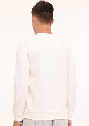 LUMBERJACK - 4W ML ZUHN 16ITL521 4PR Erkek Kırık Beyaz Baskılı Sweatshirt