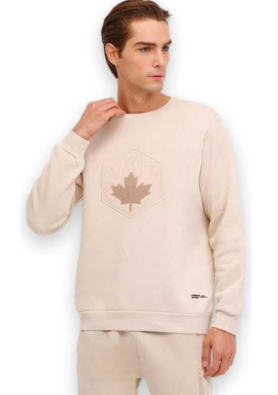 LUMBERJACK - 4W ML ARON 16SD4001 4PR Bej Erkek Baskılı Sweatshirt