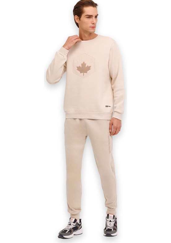 LUMBERJACK - 4W ML ARON 16SD4001 4PR Bej Erkek Baskılı Sweatshirt