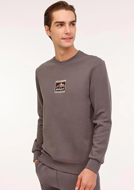 LUMBERJACK - 4W ML GREYS 16URB2029 4PR Erkek Gri Baskılı Sweatshirt
