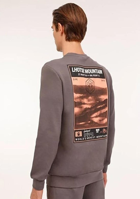 LUMBERJACK - 4W ML GREYS 16URB2029 4PR Erkek Gri Baskılı Sweatshirt