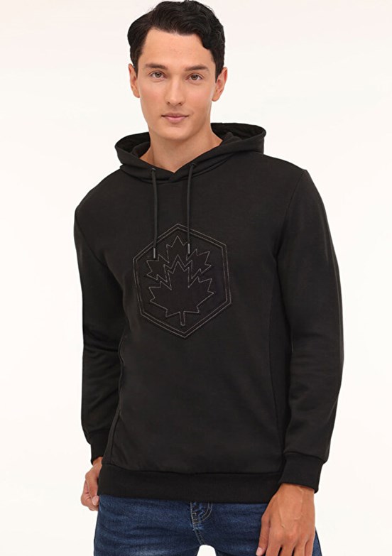 LUMBERJACK - 4W ML GRASS 17URB2013 4PR Erkek Siyah Kapüşonlu Sweatshirt
