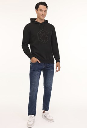 LUMBERJACK - 4W ML GRASS 17URB2013 4PR Erkek Siyah Kapüşonlu Sweatshirt