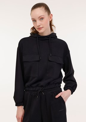 LUMBERJACK Siyah Kadın Kapüşonlu Sweatshirt