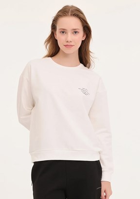 Lumberjack Beyaz Kadın Baskılı Sweatshirt