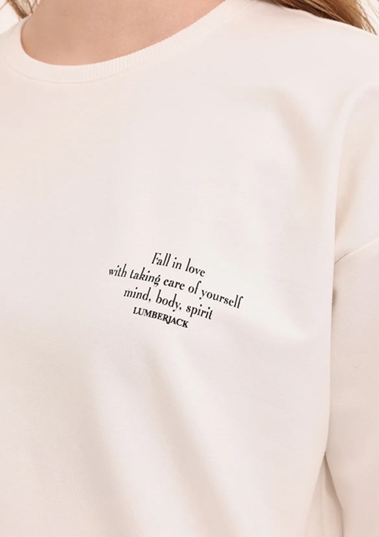Lumberjack Beyaz Kadın Baskılı Sweatshirt