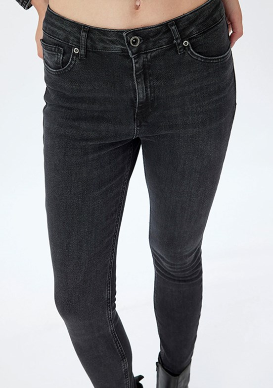 Koton Siyah Kadın Beli Lastikli Jean Pantolon
