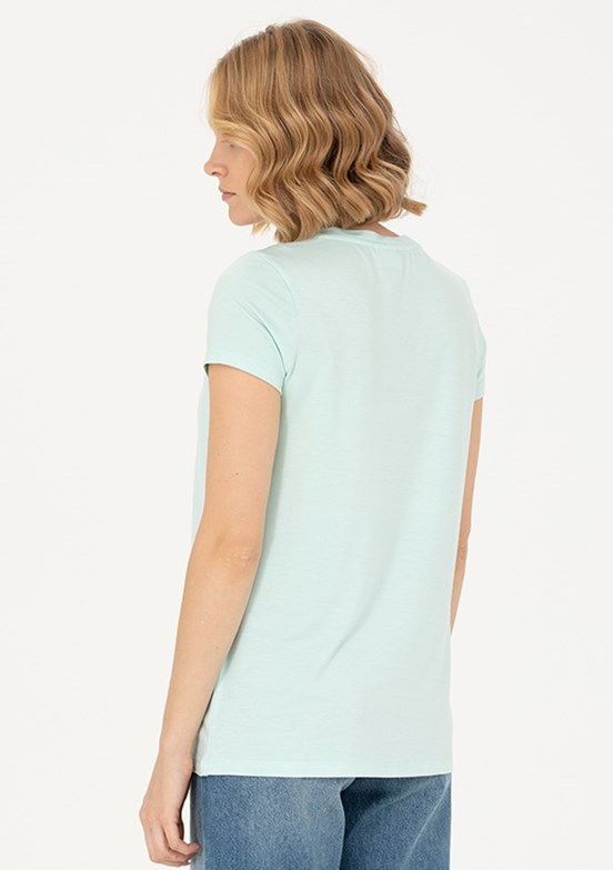 U.S. Polo Assn Yeşil Kadın Basic T-Shirt