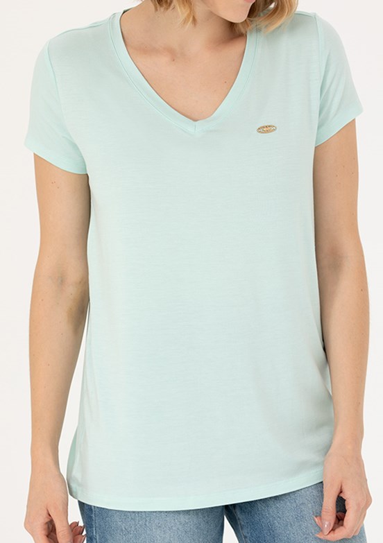 U.S. Polo Assn Yeşil Kadın Basic T-Shirt