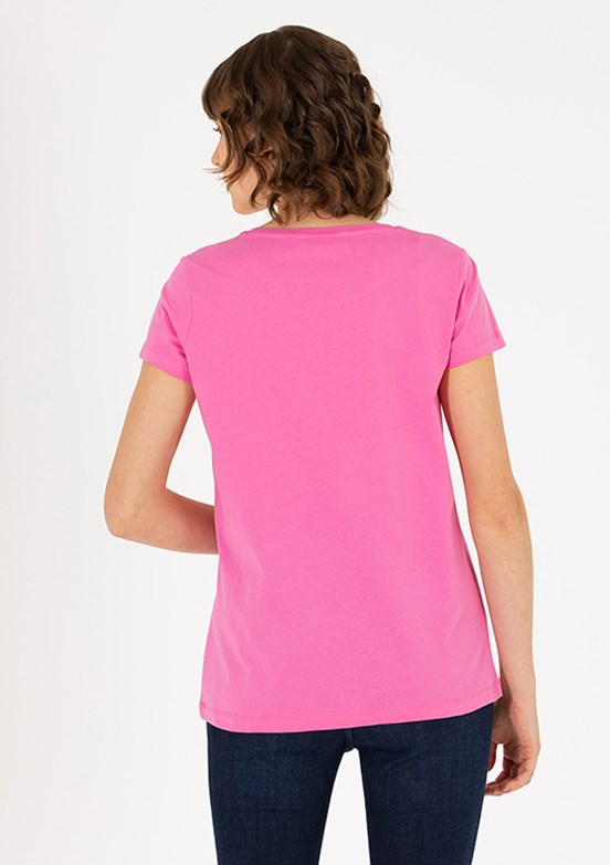 US POLO ASSN Kadın Pembe Basic T-Shirt