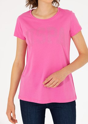 US POLO ASSN Kadın Pembe Basic T-Shirt