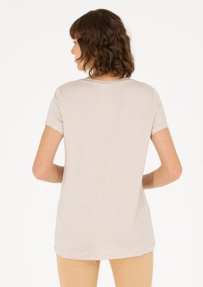 US POLO ASSN Kadın Bej Basic T-Shirt