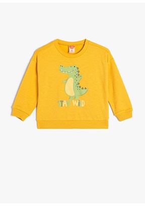 Koton Sarı Erkek Bebek Baskılı Sweatshirt