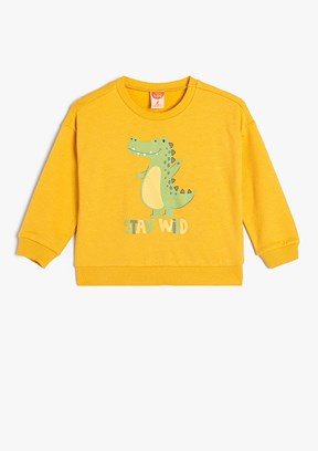 Koton Sarı Erkek Bebek Baskılı Sweatshirt