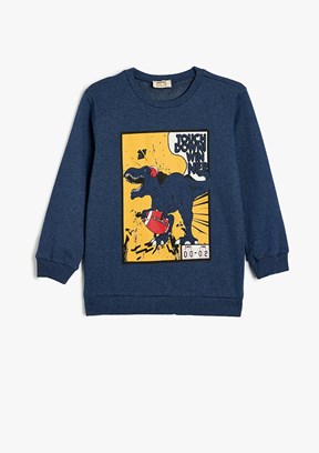 Koton Mavi Erkek Bebek Baskılı Sweatshirt