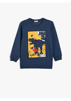 Koton Mavi Erkek Bebek Baskılı Sweatshirt